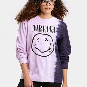 Woman's Nirvana Grafic Sweatshirt Purple Tye-Dye Sm